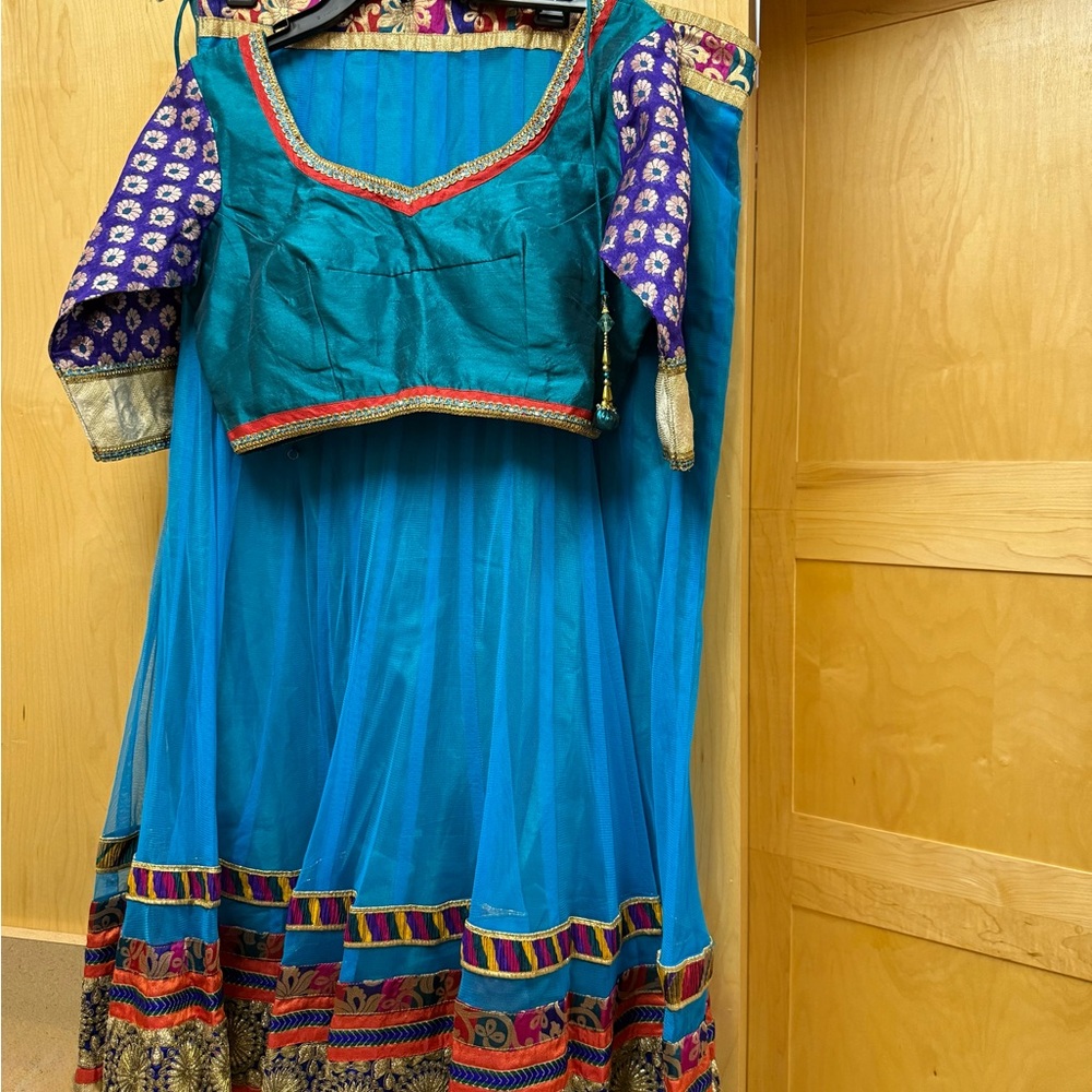 Vibrant Blue and Purple lehenga